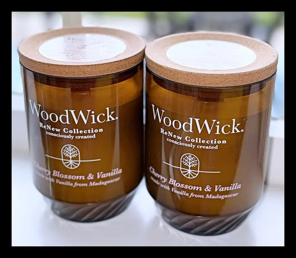 Yankee Candle 13 oz WoodWick ReNew Scented Candle Cherry Blossom & Vanilla x2